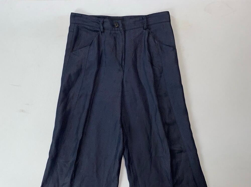 Giorgio Armani Vintage Wide Leg Linen Blend Pants, Trousers. Black, Women's 38.
